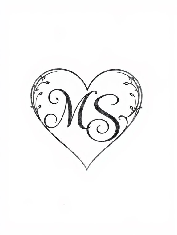 heart shaped initials design