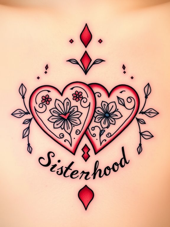 interconnected hearts symbolize sisterhood