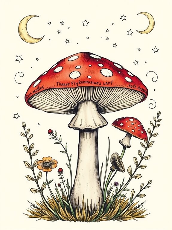 mushroom botanical vintage illustration