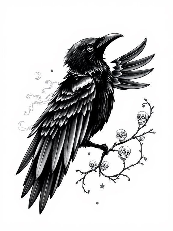 mysterious raven tattoo design