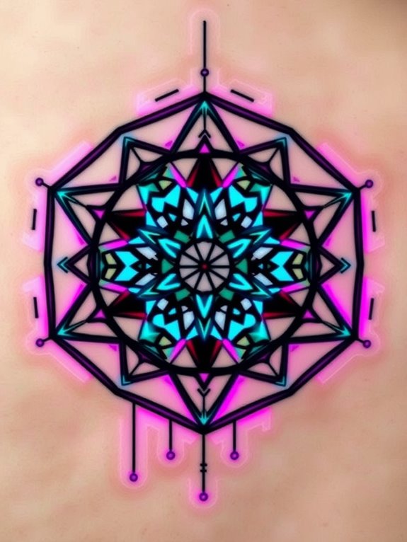 neon accented geometric designs