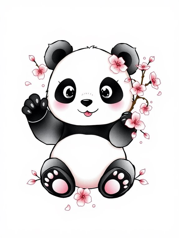 panda among cherry blossoms