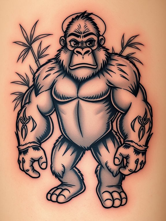 playful animated gorilla character