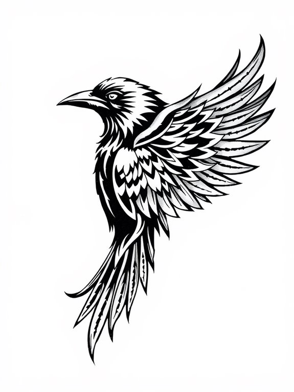 raven design with tribal elements
