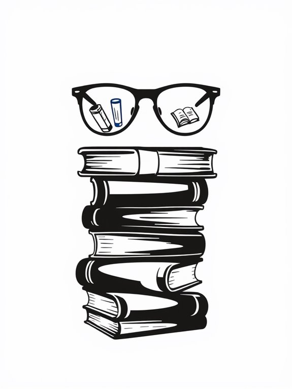 reading with stylish glasses