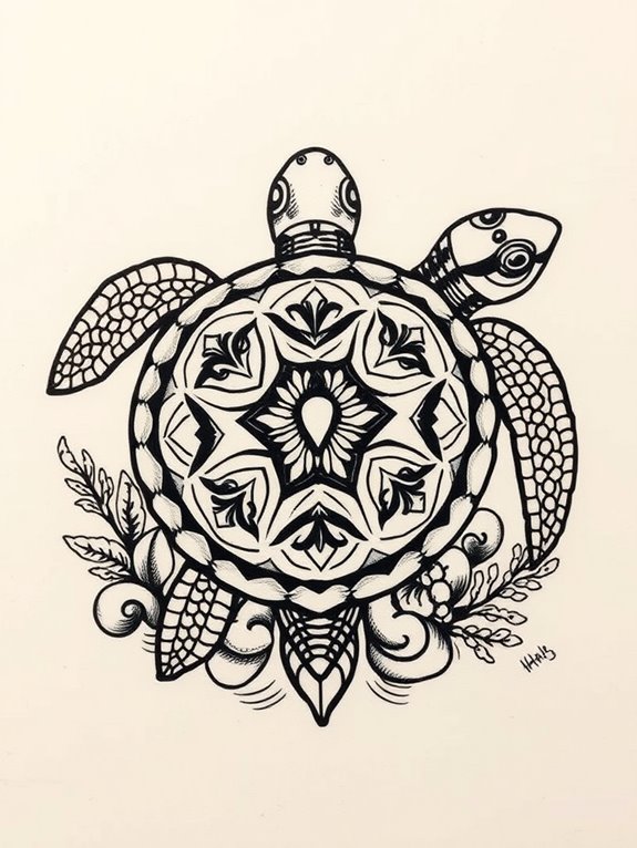 retro style sea turtle design