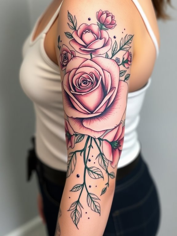 roses adorning floral sleeve