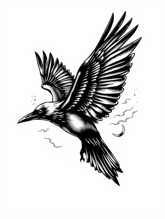 soaring raven tattoo design