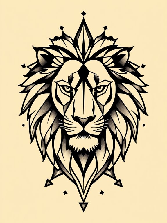 stylized geometric lion design