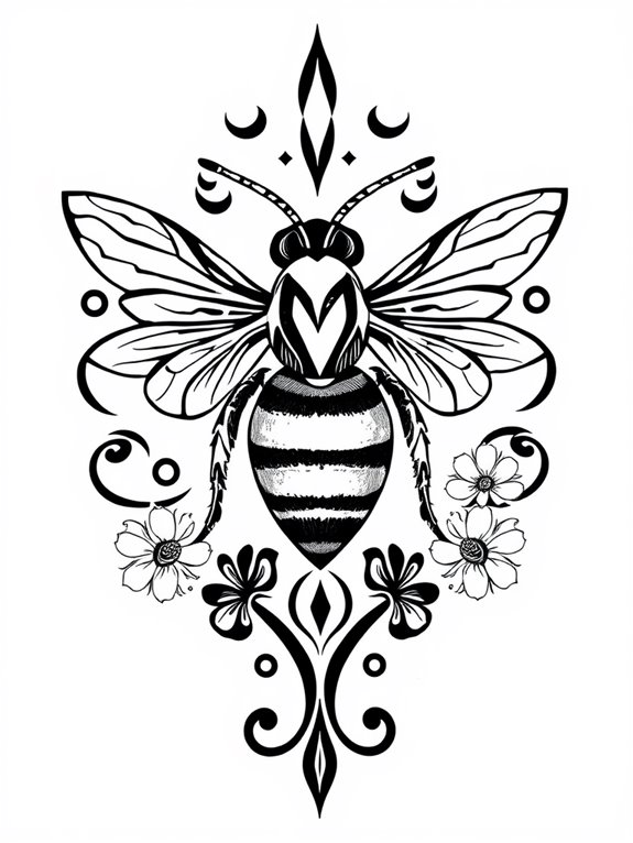 tribal design bee tattoo