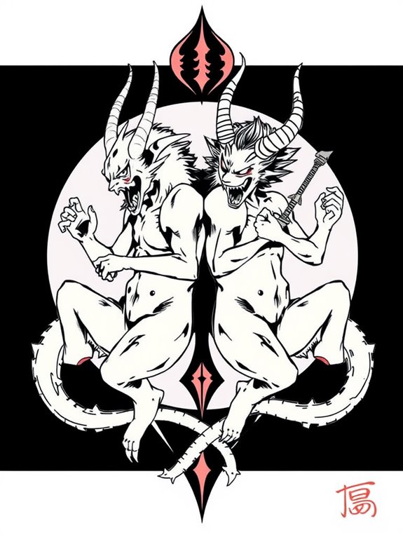 twin demon tattoo design