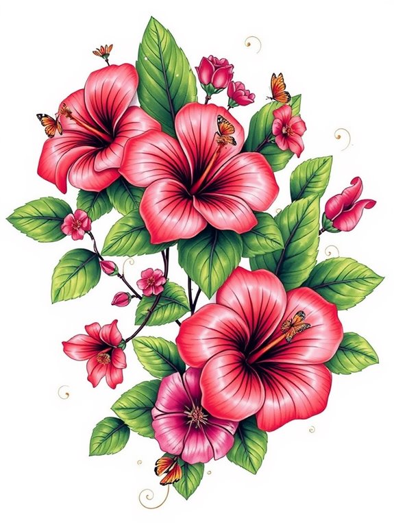 vibrant floral arm tattoo