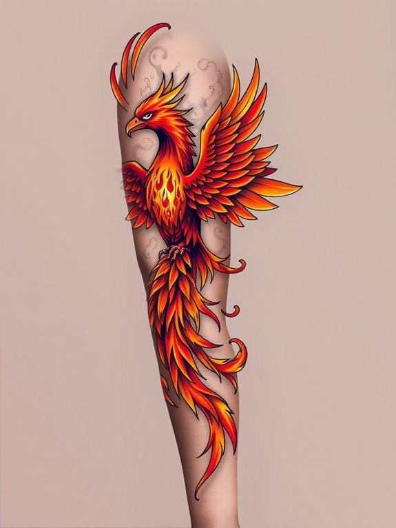 vibrant half sleeve phoenix design