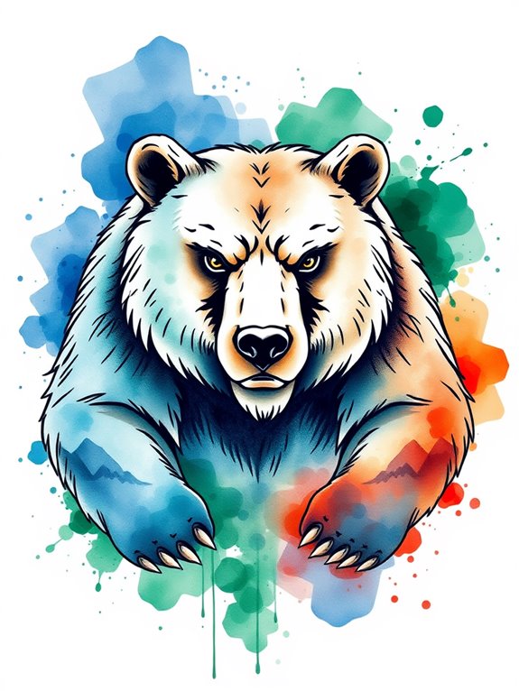 vibrant watercolor bear painting