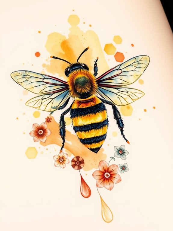 vibrant watercolor bee illustration