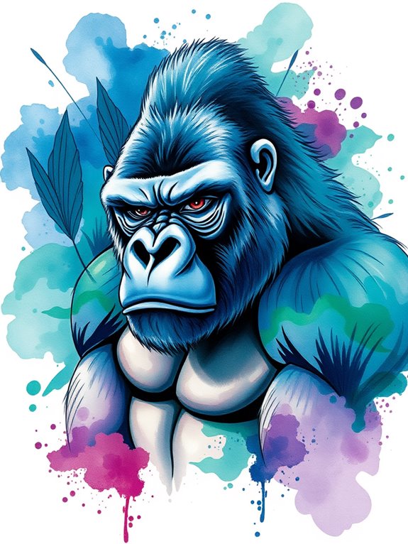vibrant watercolor gorilla painting