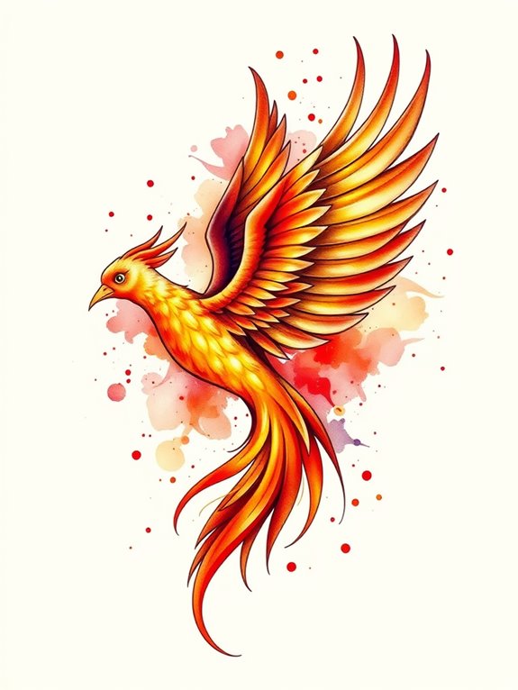 vibrant watercolor phoenix illustration