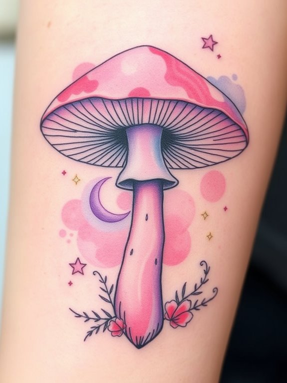 whimsical watercolor mushroom illustration