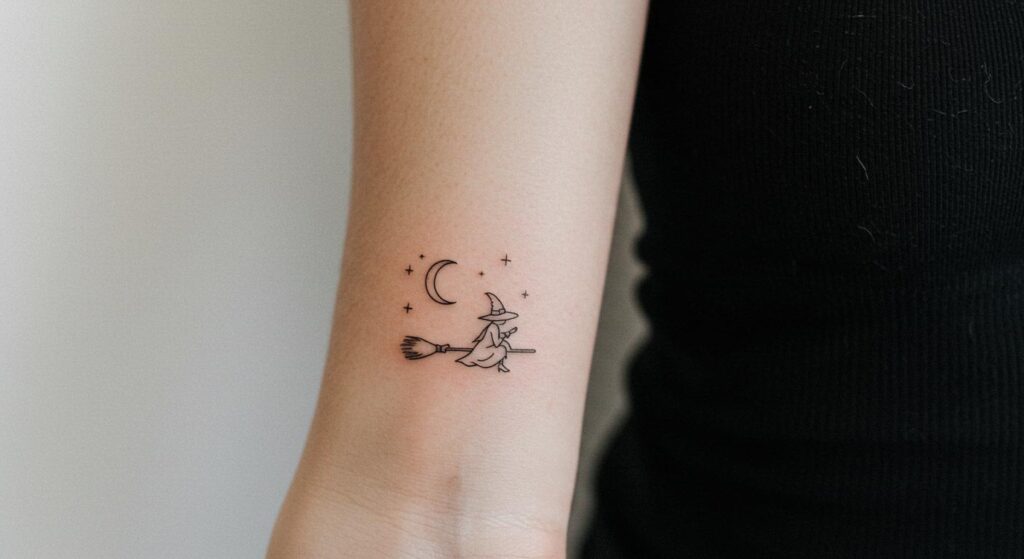 27 Magical Minimalist Witch Tattoo Ideas to Spark Your Style