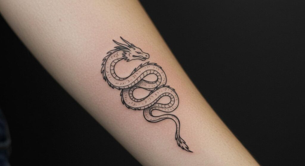 27 Striking Minimalist Dragon Tattoo Ideas That Inspire Confidence