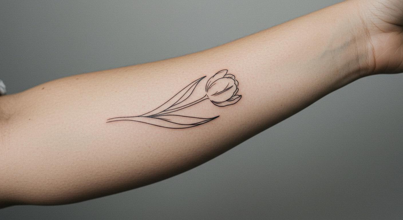 27 Striking Minimalist Tulip Tattoos That Elevate Style