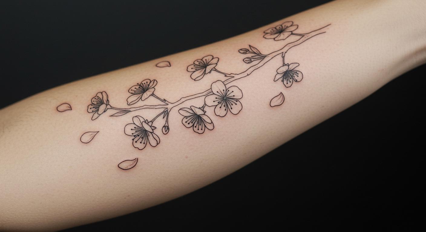 27 Stunning Cherry Blossom Tattoo Minimalist Ideas for Timeless Elegance