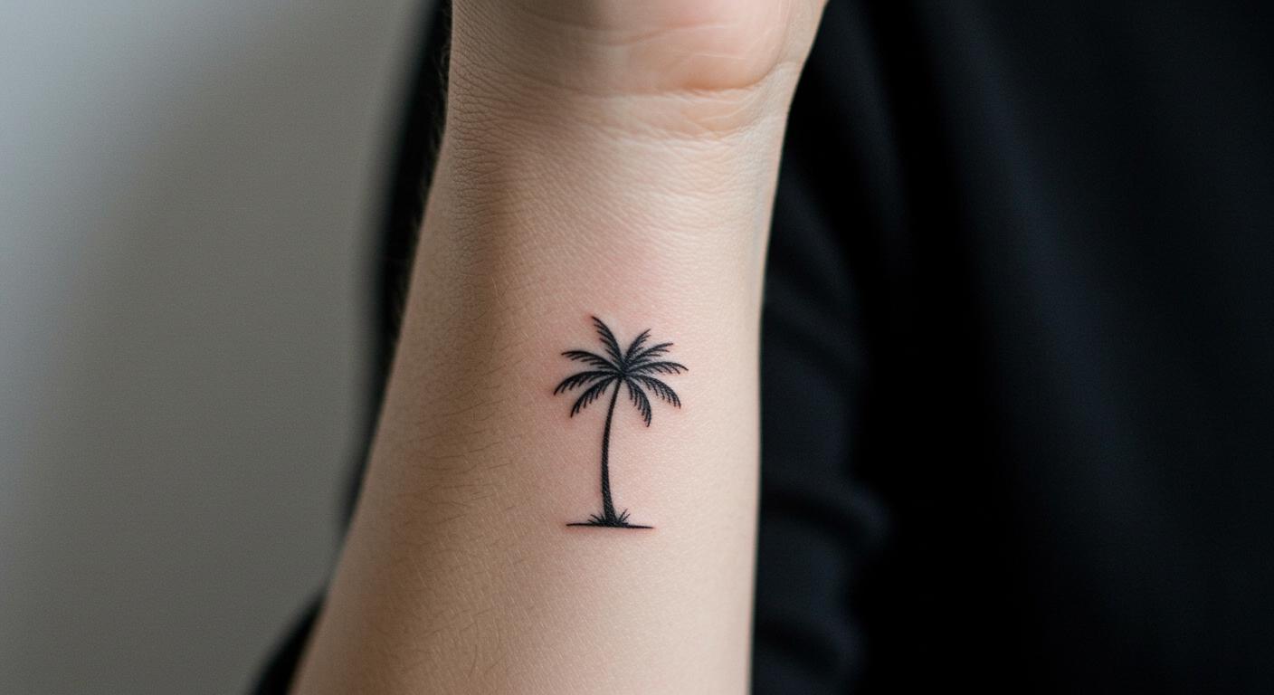 27 Stunning Minimalist Palm Tree Tattoo Ideas for Timeless Style