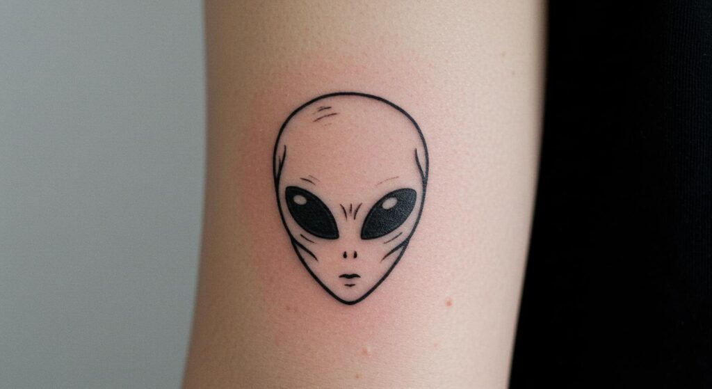 27 Striking Alien Minimalist Tattoos That Elevate Style