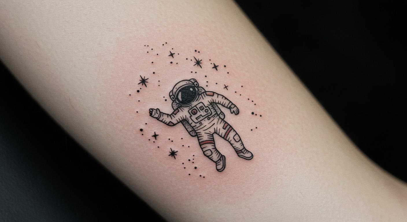 24 Stunning Astronaut Tattoo Ideas to Inspire Minimalist Adventure