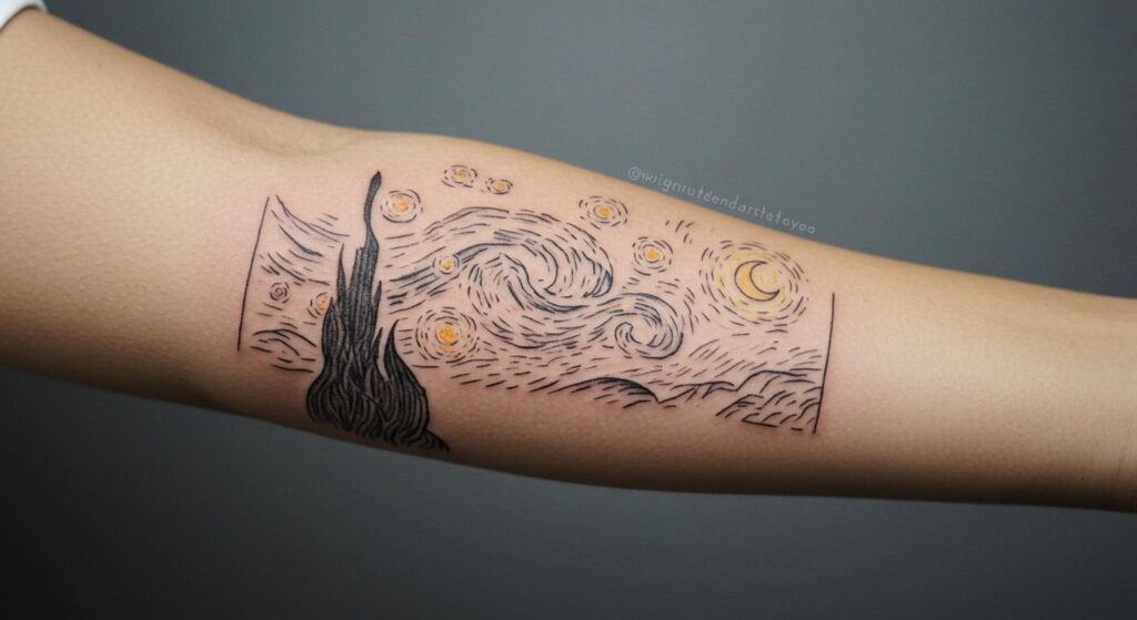 27 Striking Minimalist Van Gogh Tattoos That Inspire Confidence
