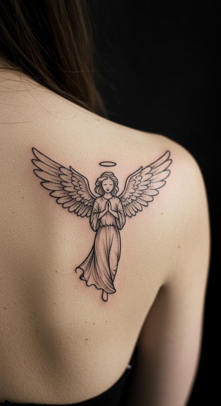 27 Striking Minimalist Angel Tattoo Ideas For Timeless Elegance