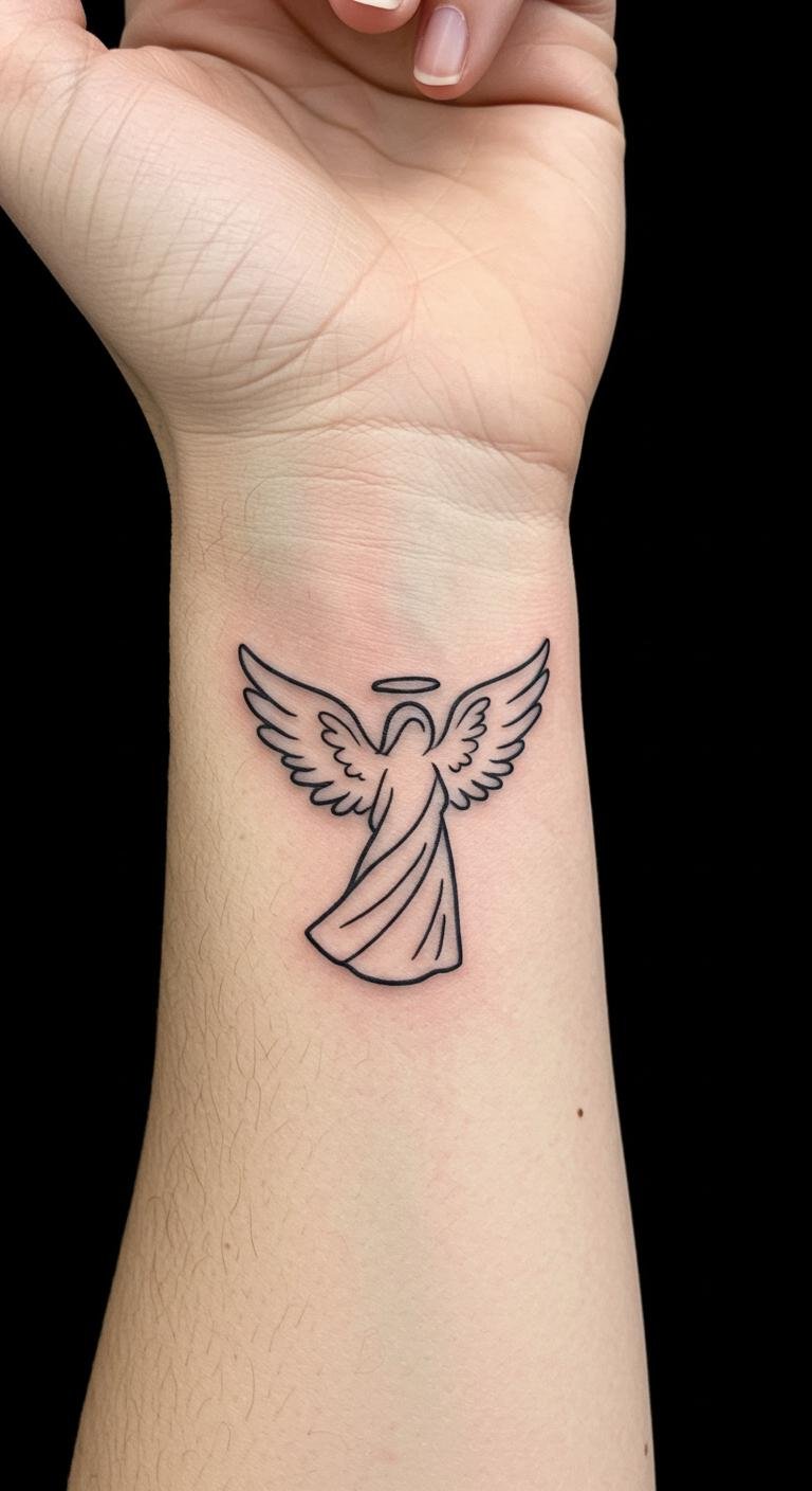 27 Striking Minimalist Angel Tattoo Ideas For Timeless Elegance