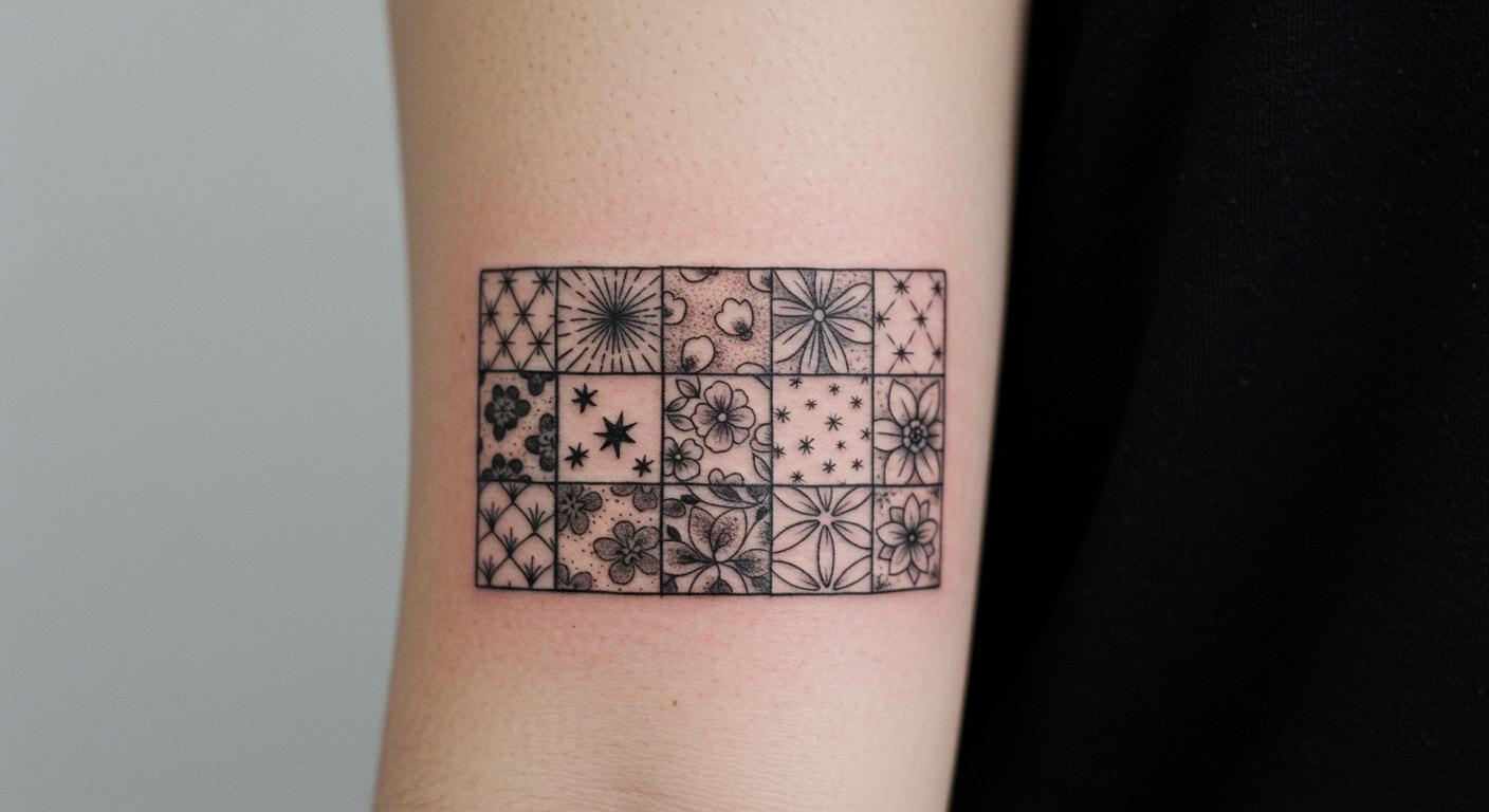 27 Bold Minimalist Patchwork Tattoo Ideas for Effortless Style