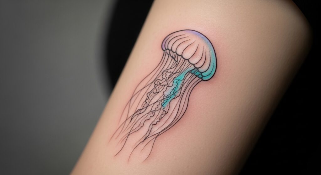 21 Bold Jellyfish Tattoos That Mix Color Into Minimalist Style