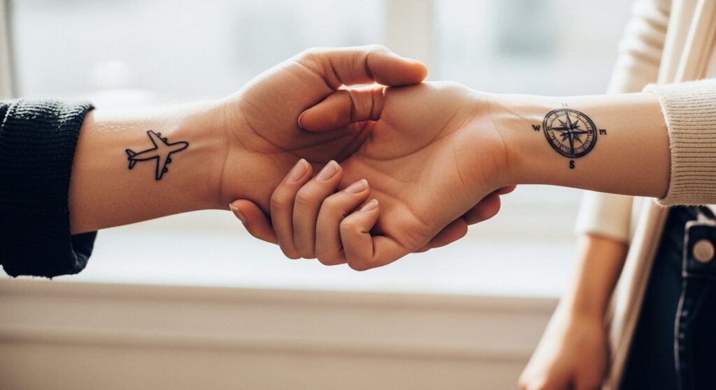 22 Touching Minimalist Couple Tattoos for Long Distance Love