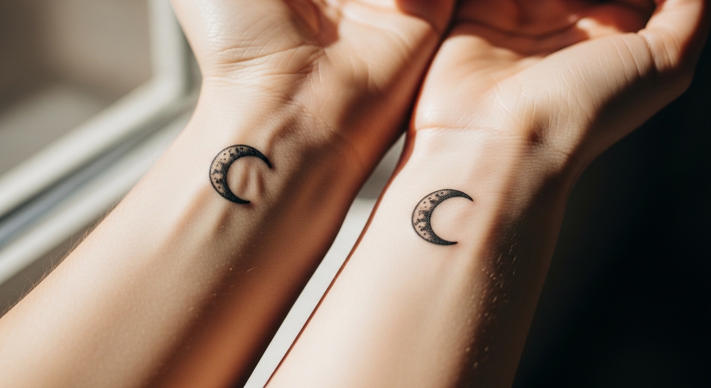 21 Beautiful Matching Moon Tattoos for Best Friends and Couples