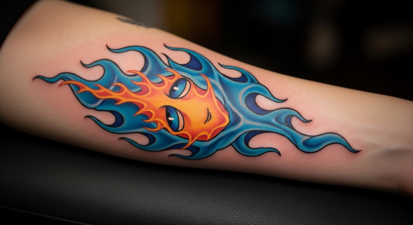 22 Adorable Calcifer Tattoos for Devoted Ghibli Enthusiasts