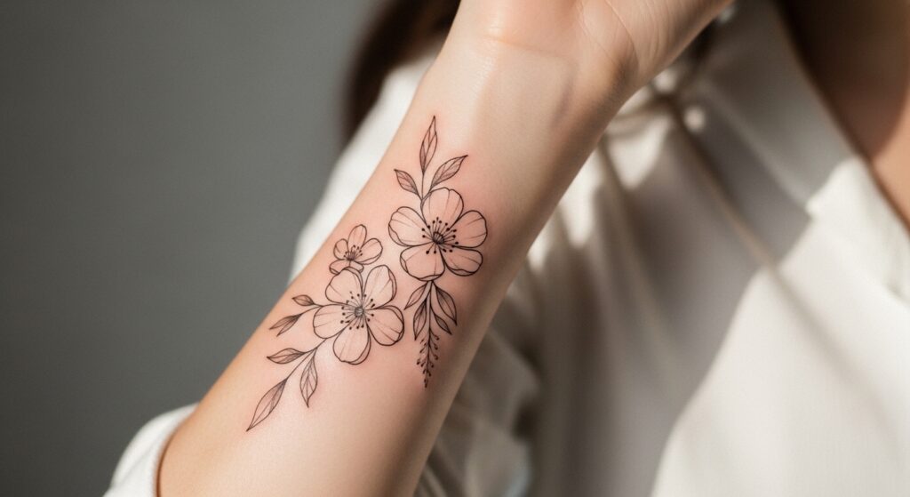 22 Stunning Minimalist Floral Sleeve Tattoos for Elegant Women
