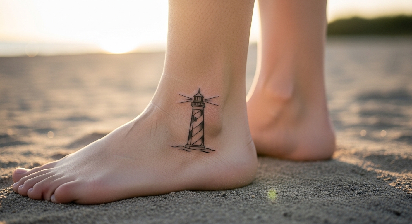 21 Beautiful Lighthouse Tattoos for People Who Love the Coast