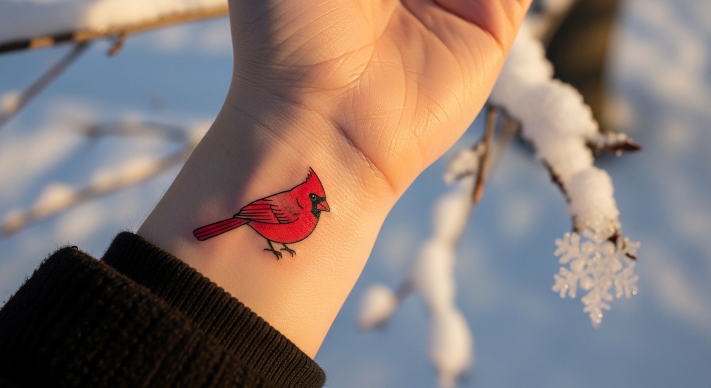 21 Beautiful Red Cardinal Tattoos That Celebrate Winter and Hope