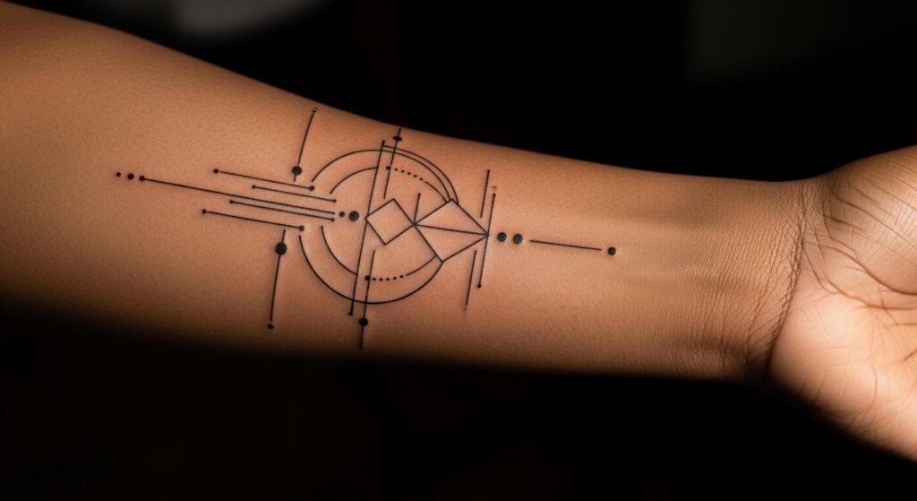 21 Bold Geometric Tattoos That Look Striking on Dark Skin